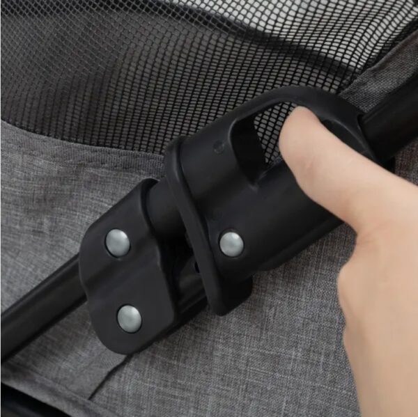 Foldable Pet Stroller, Small Dog Cat Stroller With Storage Basket For Small Puppies, Gray And Black - Image 8