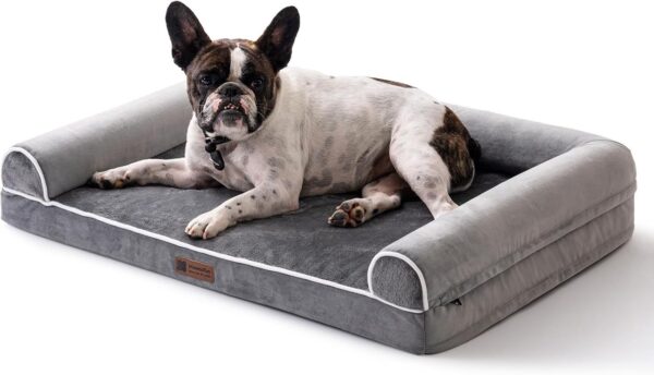 MEWOOFUN Orthopedic Dog Bed For Medium Large Dogs - Egg Foam Sofa With Waterproof Washable Cover, Supportive Pet Bed Grey, 40''x30'' - Image 4