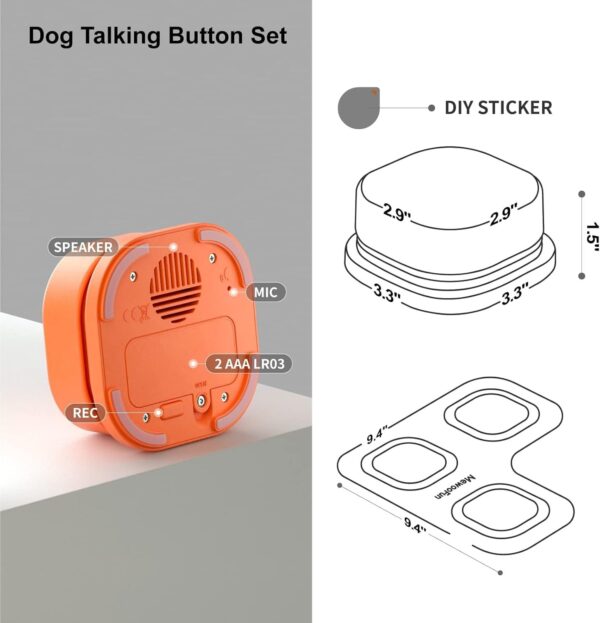 MEWOOFUN Dog Talking Buttons Set - 3 Recordable Communication Buttons With - Image 6