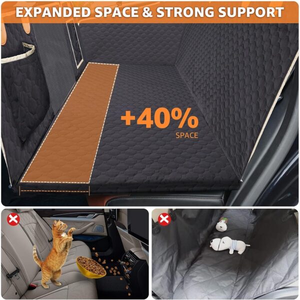 Back Seat Extender For Dogs Waterproof Dog Car Seat Cover Hard Bottom-Detachable,600D Heavy Duty Scratch Proof Nonslip Soft,Dog Hammock For Car,SUVs Take A Handbag - Image 6