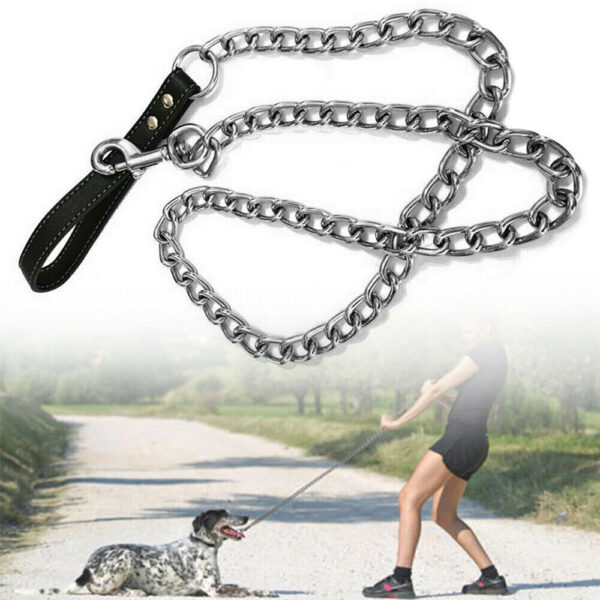 1PCS 1.2m Metal Chain Dog Lead Pet Puppy Leash Long Heavy Duty Anti-Chew Control - Image 10