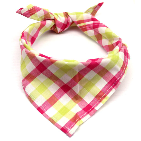 Pet Dog And Cat Plaid Cotton Triangle Scarf - Image 2
