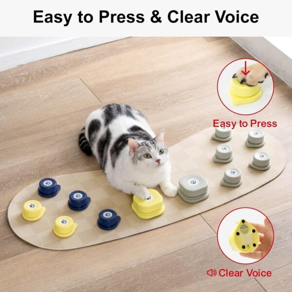 MEWOOFUN Dog Talking Buttons - 12-Pack Rechargeable Voice Recording Buttons With Mat, Communication Starter Kit For Dogs & Cats, Easy-to-Use Pet Sound Buttons - Image 3
