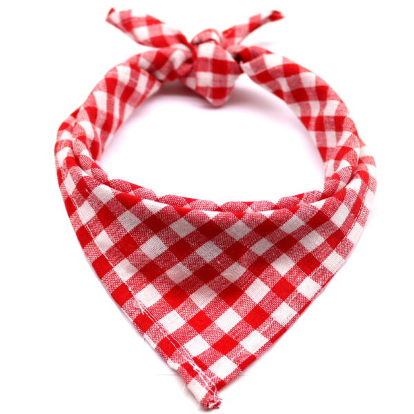 Pet Dog And Cat Plaid Cotton Triangle Scarf - Image 9