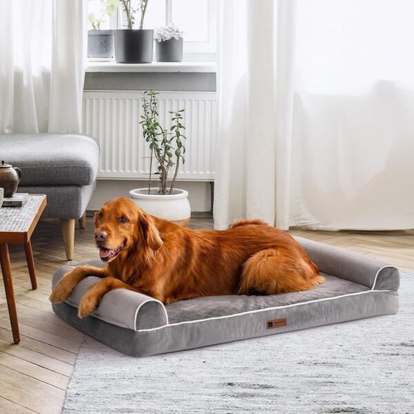 MEWOOFUN Orthopedic Dog Bed For Large Dogs - XL Egg Crate Foam Mattress With Removable Washable Cover, Waterproof Pet Couch Bed Grey, Extra Large - Image 7