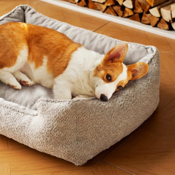 MEWOOFUN Medium Dog Bed - 31.5x23.6x9.5 Inch Washable Rectangle Pet Bed With Warming & Calming Features, Anti-Slip Bottom For Puppies - Image 3