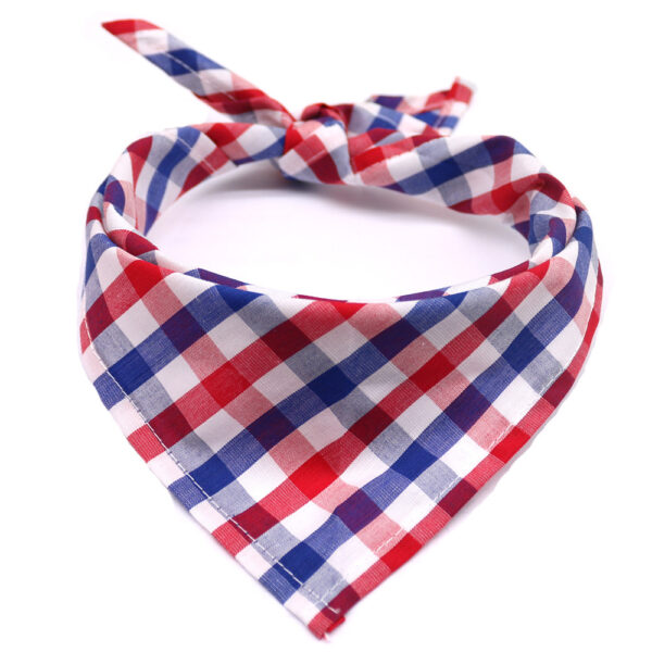 Pet Dog And Cat Plaid Cotton Triangle Scarf - Image 7