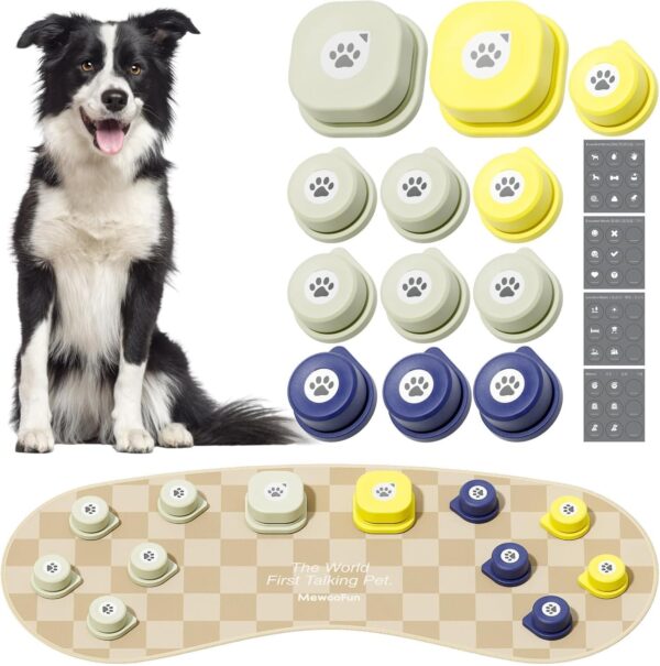 MEWOOFUN Dog Talking Buttons - 12-Pack Rechargeable Voice Recording Buttons With Mat, Communication Starter Kit For Dogs & Cats, Easy-to-Use Pet Sound Buttons - Image 5