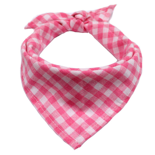Pet Dog And Cat Plaid Cotton Triangle Scarf - Image 3