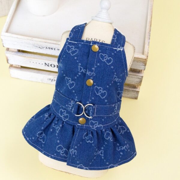 Teddy Bichon Pet Spring And Autumn Thin Denim Princess Dress Small Dog Cute Dress - Image 4