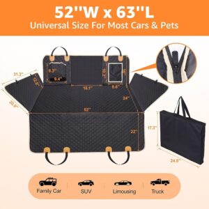 Back Seat Extender For Dogs Waterproof Dog Car Seat Cover Hard Bottom-Detachable,600D Heavy Duty Scratch Proof Nonslip Soft,Dog Hammock For Car,SUVs Take A Handbag