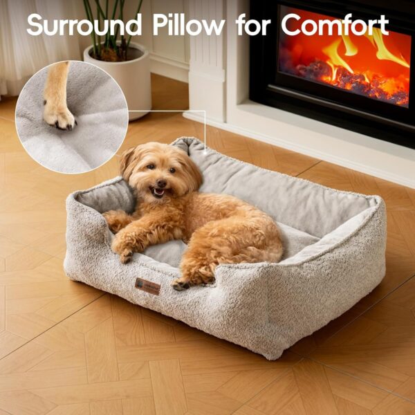 MEWOOFUN Medium Dog Bed - 31.5x23.6x9.5 Inch Washable Rectangle Pet Bed With Warming & Calming Features, Anti-Slip Bottom For Puppies - Image 4