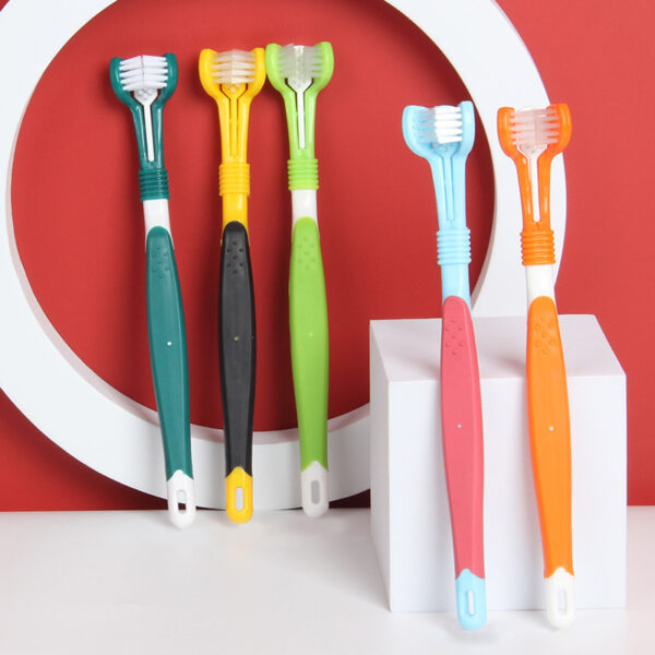 Pet Supplies Three-head Toothbrush Oral Cleaning - Image 2