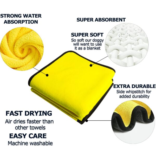 Dog Towels For Drying Dogs Drying Towel Dog Bath Towel, Quick-drying Pet Dog And Cat Towels Soft Fiber Towels Robe Super Absorbent Quick Drying Soft Microfiber Pet Towel For Dogs, Cats Yellow - Image 10