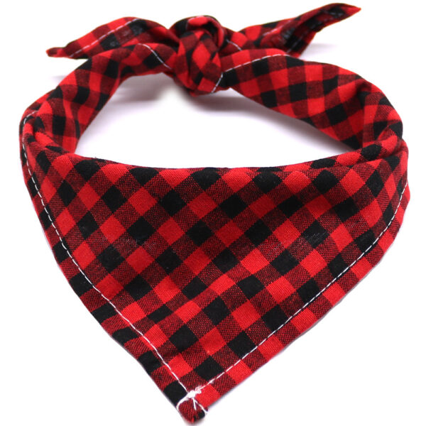 Pet Dog And Cat Plaid Cotton Triangle Scarf - Image 4