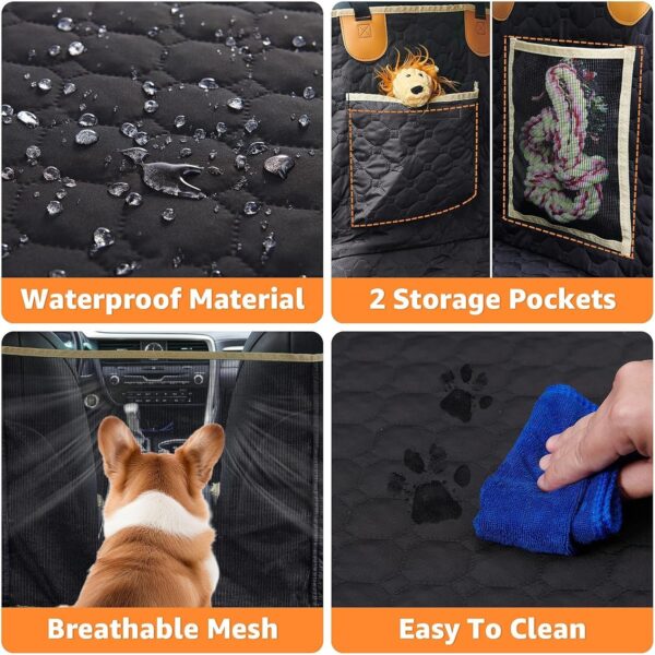 Back Seat Extender For Dogs Waterproof Dog Car Seat Cover Hard Bottom-Detachable,600D Heavy Duty Scratch Proof Nonslip Soft,Dog Hammock For Car,SUVs Take A Handbag - Image 8