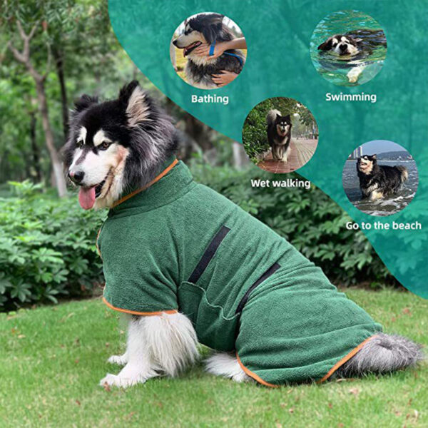 Pet Bathrobe Fast Drying Towel Microfiber Absorbent Soft Bath Robe Adjustable Towel Grooming Coat For Small Medium Large Dog - Image 5