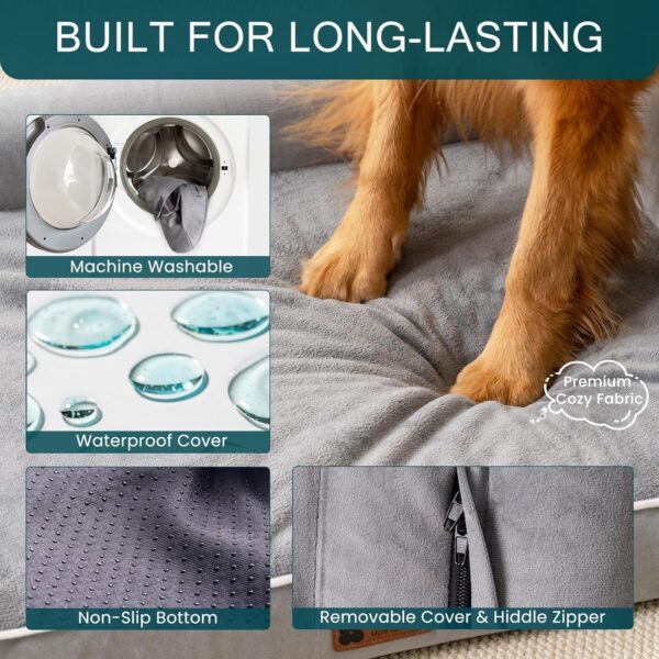 MEWOOFUN Orthopedic Dog Bed For Large Dogs - XL Egg Crate Foam Mattress With Removable Washable Cover, Waterproof Pet Couch Bed Grey, Extra Large - Image 6