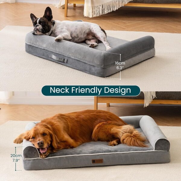 MEWOOFUN Orthopedic Dog Bed For Large Dogs - XL Egg Crate Foam Mattress With Removable Washable Cover, Waterproof Pet Couch Bed Grey, Extra Large - Image 4