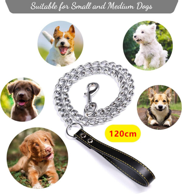 1PCS 1.2m Metal Chain Dog Lead Pet Puppy Leash Long Heavy Duty Anti-Chew Control - Image 9