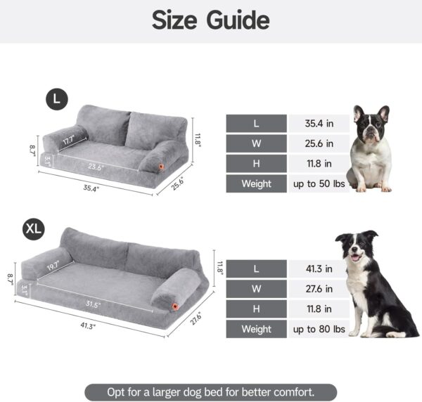 MEWOOFUN Orthopedic Dog Bed For Medium Dogs - Waterproof Pet Sofa With Supportive Foam, 35.4x25.6x11.8 Inch Washable Cover & Non-Slip Bottom, Grey - Image 5
