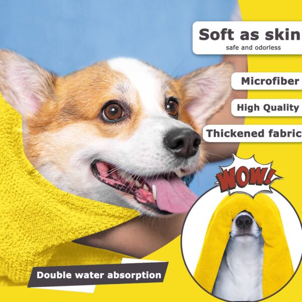Dog Towels For Drying Dogs Drying Towel Dog Bath Towel, Quick-drying Pet Dog And Cat Towels Soft Fiber Towels Robe Super Absorbent Quick Drying Soft Microfiber Pet Towel For Dogs, Cats Yellow - Image 4