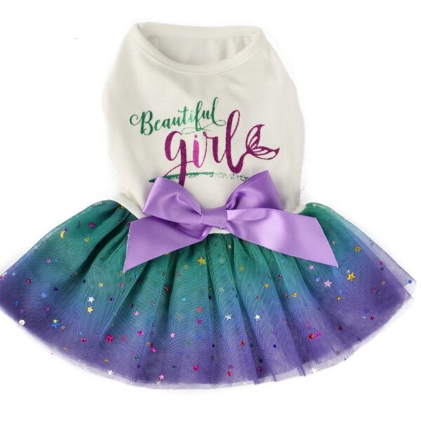 Pet Dog Spring And Summer New Gradient Starry Sky Small Skirt - Image 5