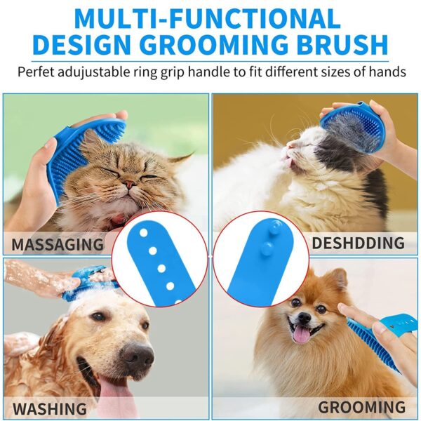 3-piece Set Dog Bath Brush Shampoo Brush Massage Brush With Adjustable - Image 2