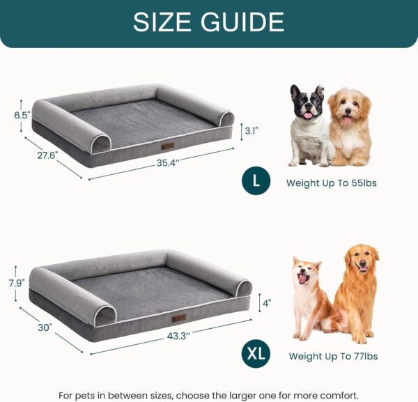 MEWOOFUN Orthopedic Dog Bed For Large Dogs - XL Egg Crate Foam Mattress With Removable Washable Cover, Waterproof Pet Couch Bed Grey, Extra Large - Image 8
