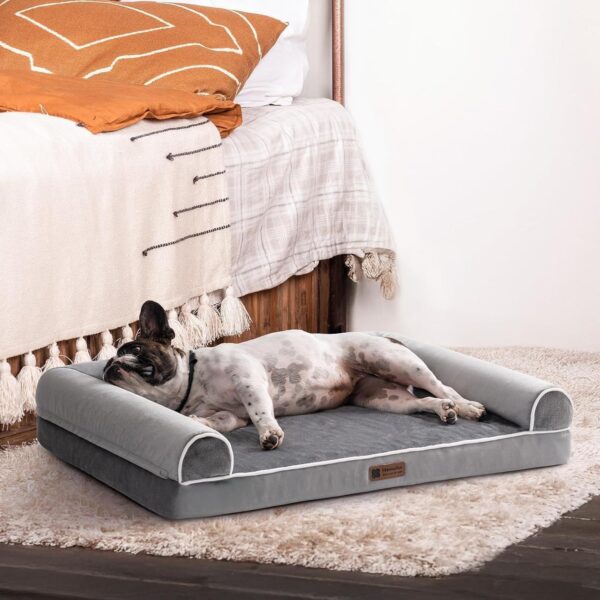 MEWOOFUN Orthopedic Dog Bed For Medium Large Dogs - Egg Foam Sofa With Waterproof Washable Cover, Supportive Pet Bed Grey, 40''x30'' - Image 9