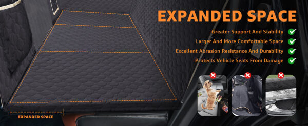 Back Seat Extender For Dogs Waterproof Dog Car Seat Cover Hard Bottom-Detachable,600D Heavy Duty Scratch Proof Nonslip Soft,Dog Hammock For Car,SUVs Take A Handbag - Image 3