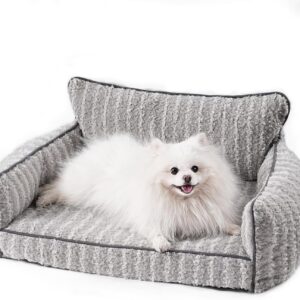 MEWOOFUN Orthopedic Pet Sofa - Supportive Bed For Small Medium Dogs & Cats, Anti-Slip Couch With Removable Cover, Grey, Large