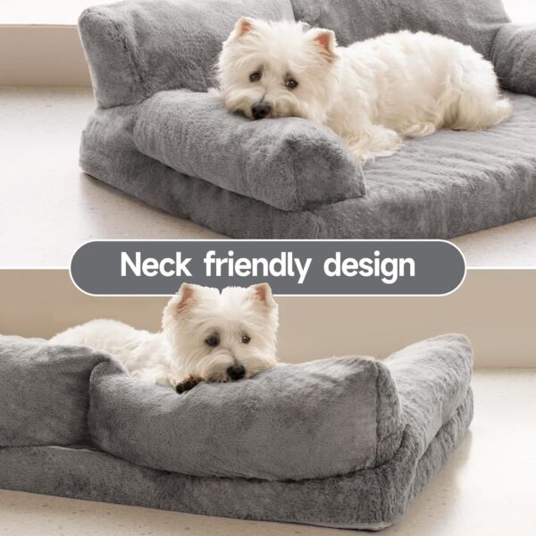 MEWOOFUN Orthopedic Dog Bed For Medium Dogs - Waterproof Pet Sofa With Supportive Foam, 35.4x25.6x11.8 Inch Washable Cover & Non-Slip Bottom, Grey - Image 2