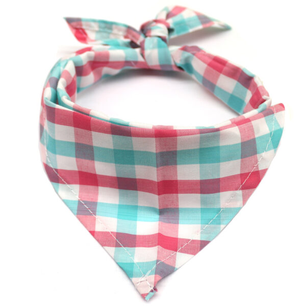 Pet Dog And Cat Plaid Cotton Triangle Scarf - Image 6