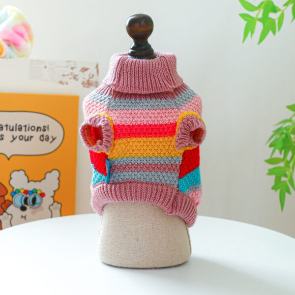 Pet Ring Comfortable Color Stripes Colorful Sweater - Image 3