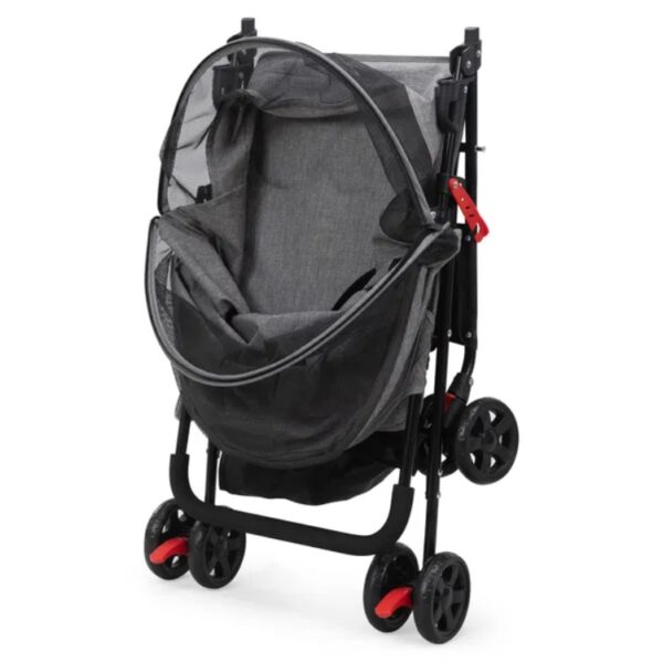 Foldable Pet Stroller, Small Dog Cat Stroller With Storage Basket For Small Puppies, Gray And Black - Image 3