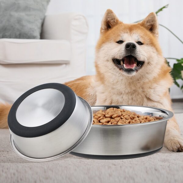 Silicone Pet Bowl Stainless Steel Dog Bowl Dog Food Bowl Feeding Drinking Pet Supplies Cat Bowl - Image 10