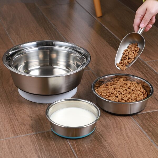 Silicone Pet Bowl Stainless Steel Dog Bowl Dog Food Bowl Feeding Drinking Pet Supplies Cat Bowl - Image 5