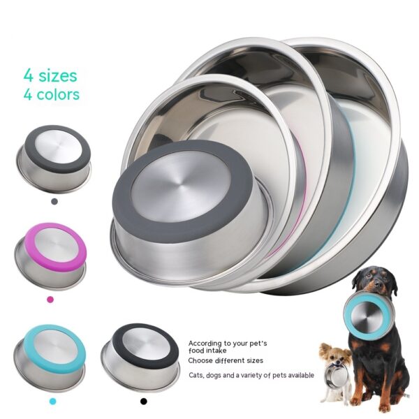 Silicone Pet Bowl Stainless Steel Dog Bowl Dog Food Bowl Feeding Drinking Pet Supplies Cat Bowl - Image 4