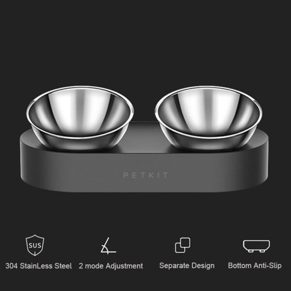 Adjustable Stainless Steel Pet Double Bowls Anti-Slip