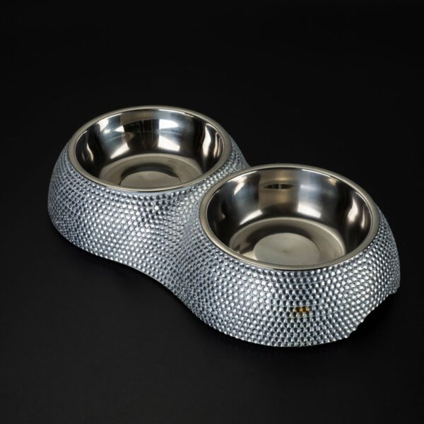 Diamond-studded Stainless Steel Double Dog Bowl - Image 3