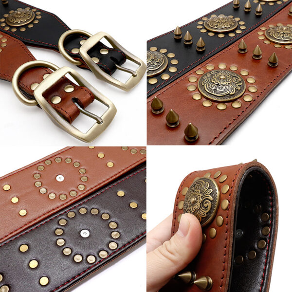 Leather Stud Dog Collar Large Dog Anti-Bite Stud Dog Collar - Image 2