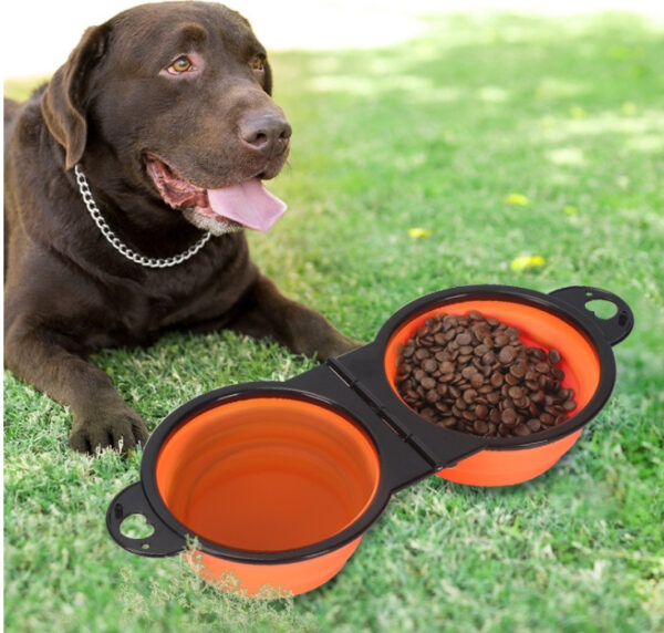 Silicone Portable Outdoor Pet Folding Out Feeder One Dog Bowl - Image 2
